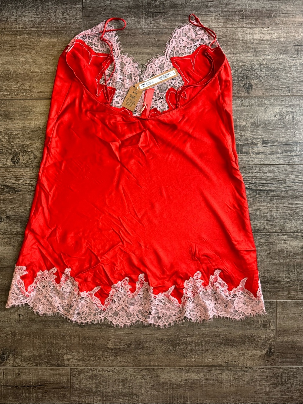 SKIMS Silk Lace Mini Slip Dress Ruby Contrast Size Small - Picture 7 of 7